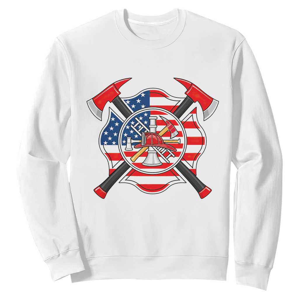 Patriotic Firefighter Maltese Cross Sweatshirt American Flag USA First Responder