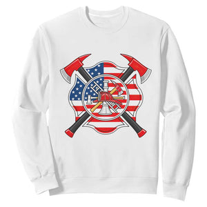 Patriotic Firefighter Maltese Cross Sweatshirt American Flag USA First Responder