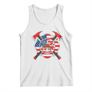 Patriotic Firefighter Maltese Cross Tank Top American Flag USA First Responder