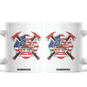 Patriotic Firefighter Maltese Cross Coffee Mug American Flag USA First Responder