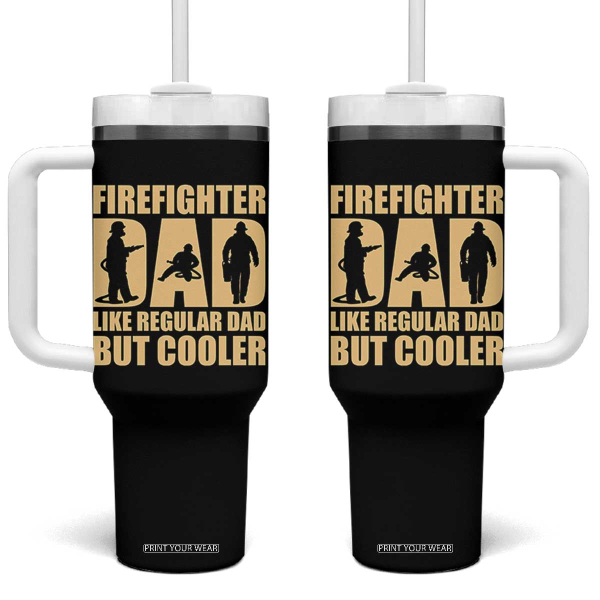 Firefighter Dad Tumbler With Handle Like Regular Dad But Cooler Father Gift