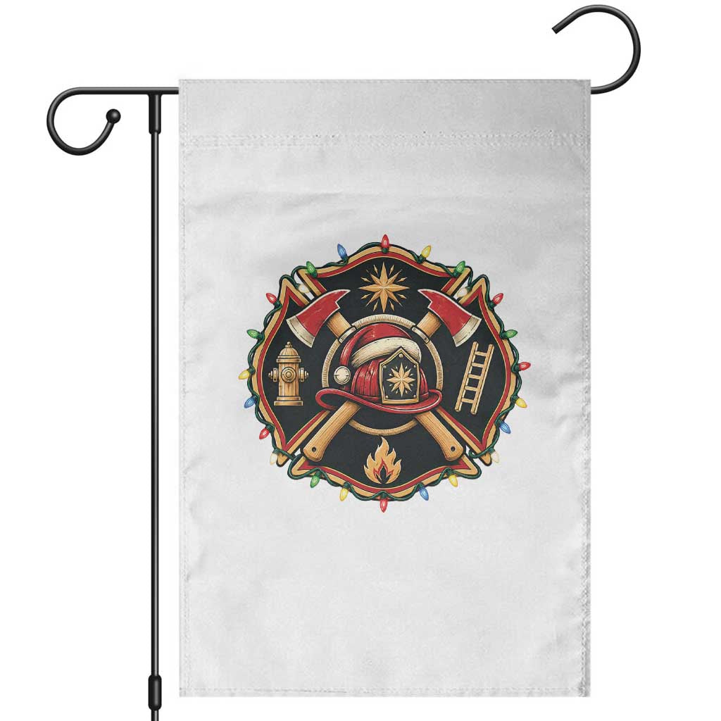 Christmas Firefighter Maltese Cross Garden Flag Festive Lights First Responder Holiday Gift