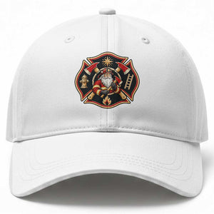 Santa Firefighter Christmas Maltese Cross Baseball Cap Festive Lights First Responder Holiday Gift