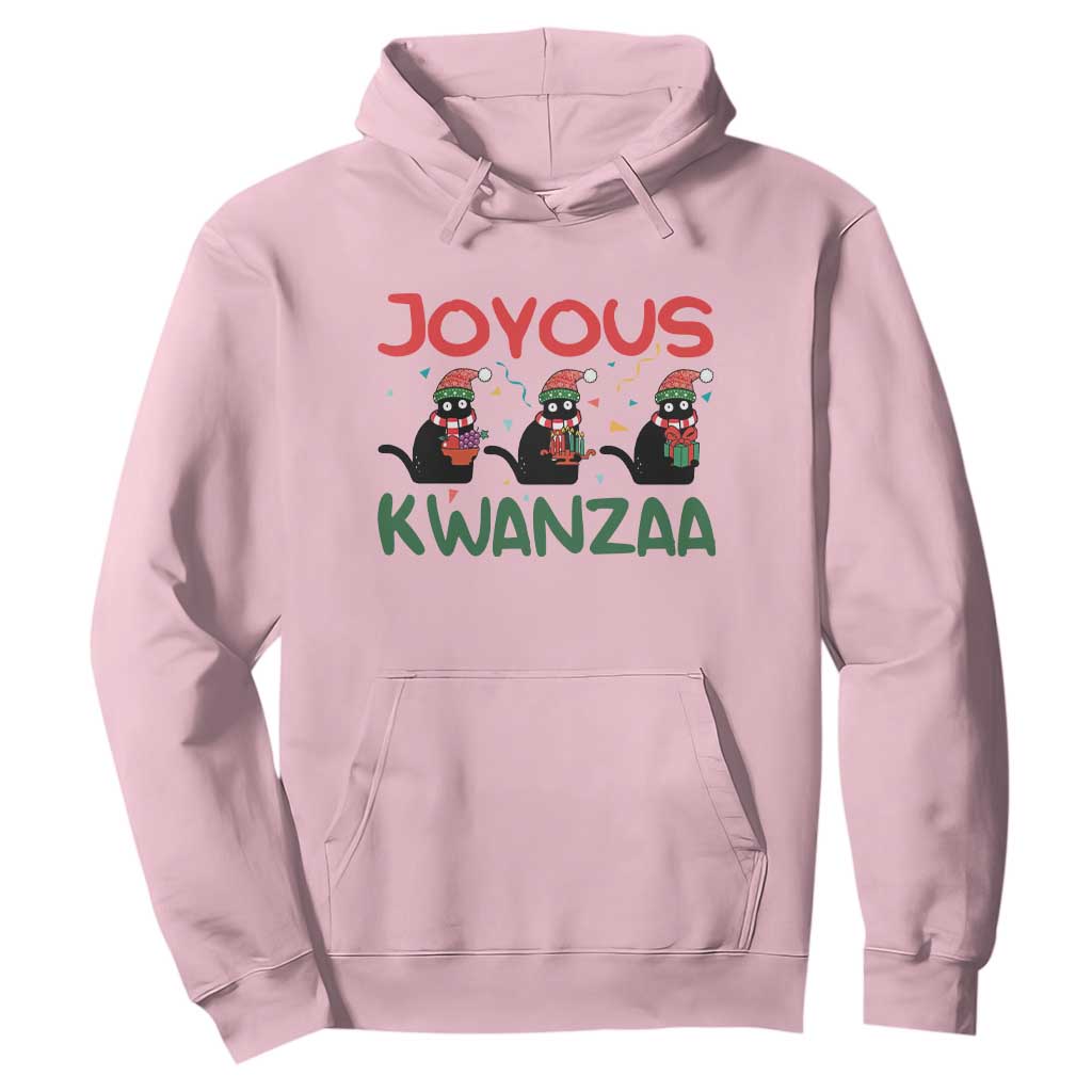 Joyous Kwanzaa Hoodie Funny Cats With Kinara And Presents Cultural Pride Gift TS12 Light Pink Print Your Wear