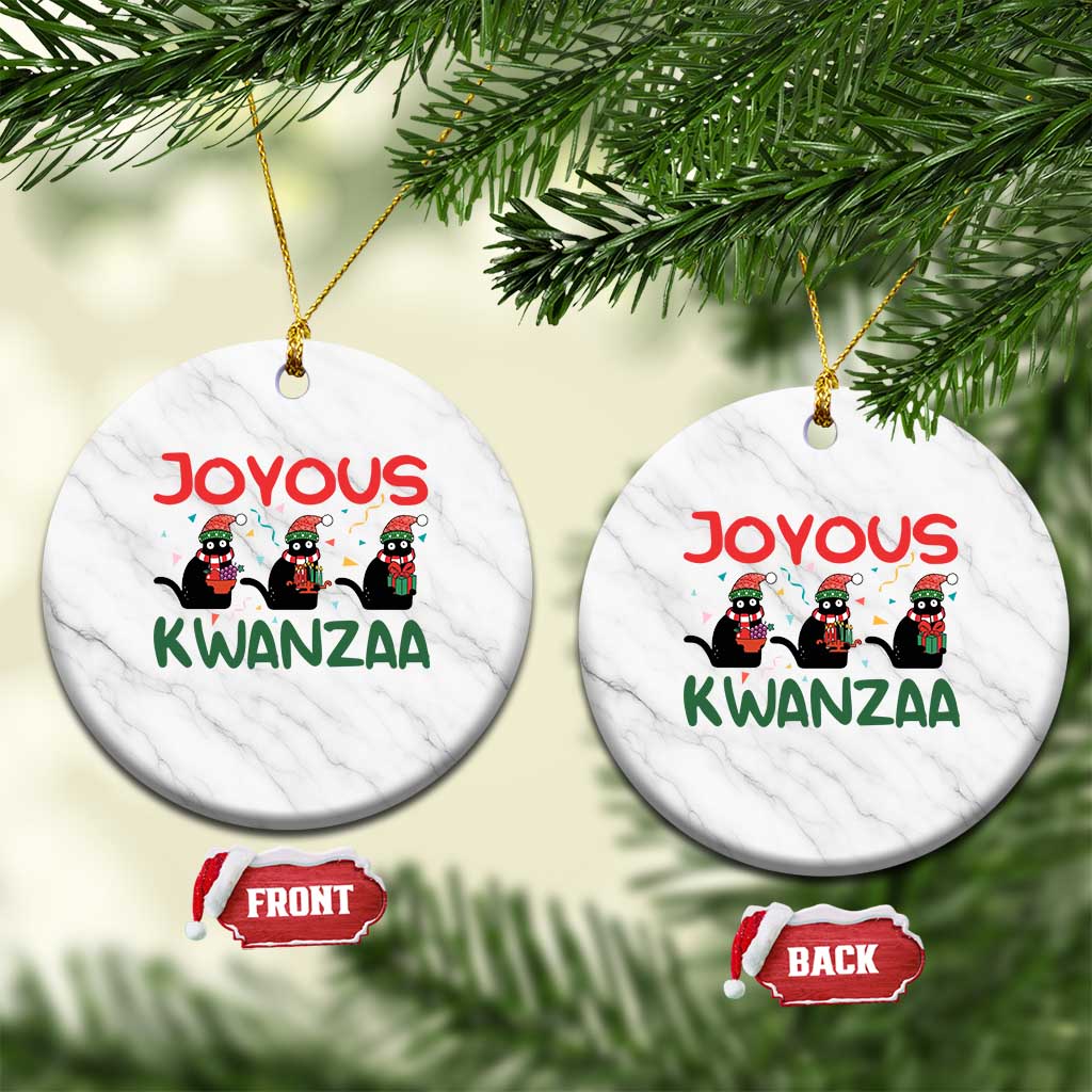 Joyous Kwanzaa Ceramic Ornament Funny Cats With Kinara And Presents Cultural Pride Gift TS12 1pc White Marble Print Your Wear