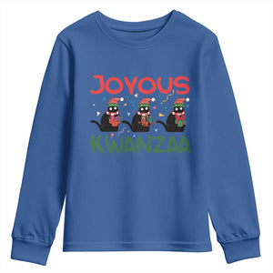 Joyous Kwanzaa Youth Sweatshirt Funny Cats With Kinara And Presents Cultural Pride Gift TS12 Royal Blue Print Your Wear