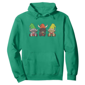 Funny Highland Cow With Kinara And Presents Cultural Pride Gift Hoodie TS12 Irish Green Print Your Wear