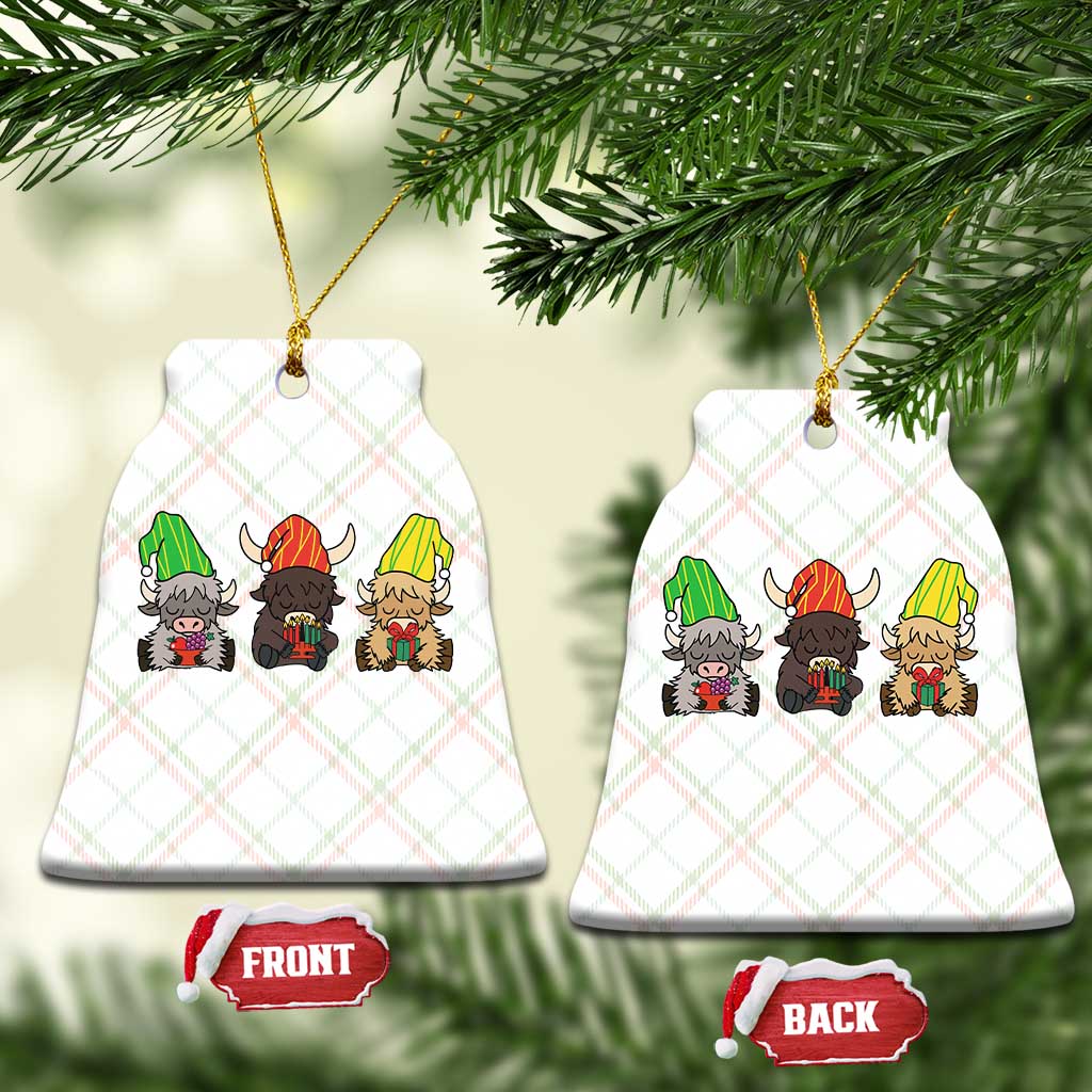 Funny Highland Cow With Kinara And Presents Cultural Pride Gift Ceramic Ornament TS12 Print Your Wear