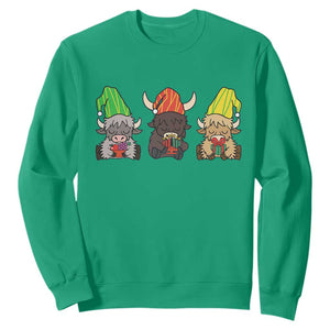 Funny Highland Cow With Kinara And Presents Cultural Pride Gift Sweatshirt TS12 Irish Green Print Your Wear