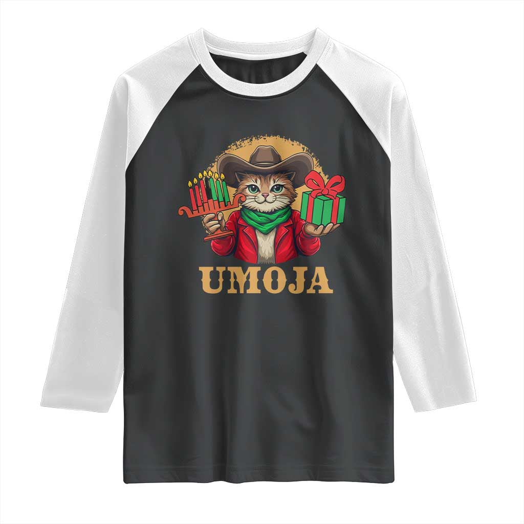 Funny Umoja Holiday Gift Raglan Shirt CowCat Kwanzaa Kinara Candle And Presents TS12 Black White Print Your Wear