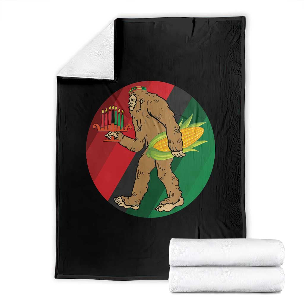 African American Holiday Gift Throw Blanket Retro Sunset Bigfoot With Kwanzaa Candle TS12 Black Print Your Wear