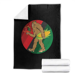 African American Holiday Gift Throw Blanket Retro Sunset Bigfoot With Kwanzaa Candle TS12 Black Print Your Wear