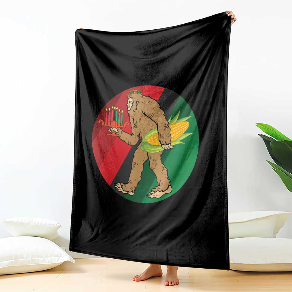 African American Holiday Gift Throw Blanket Retro Sunset Bigfoot With Kwanzaa Candle TS12 Print Your Wear