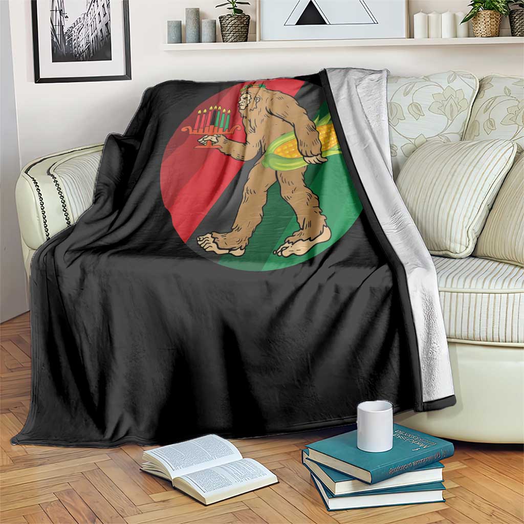 African American Holiday Gift Throw Blanket Retro Sunset Bigfoot With Kwanzaa Candle TS12 Print Your Wear