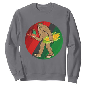 African American Holiday Gift Sweatshirt Retro Sunset Bigfoot With Kwanzaa Candle TS12 Charcoal Print Your Wear