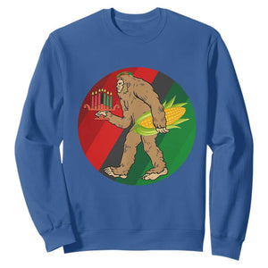 African American Holiday Gift Sweatshirt Retro Sunset Bigfoot With Kwanzaa Candle TS12 Royal Blue Print Your Wear