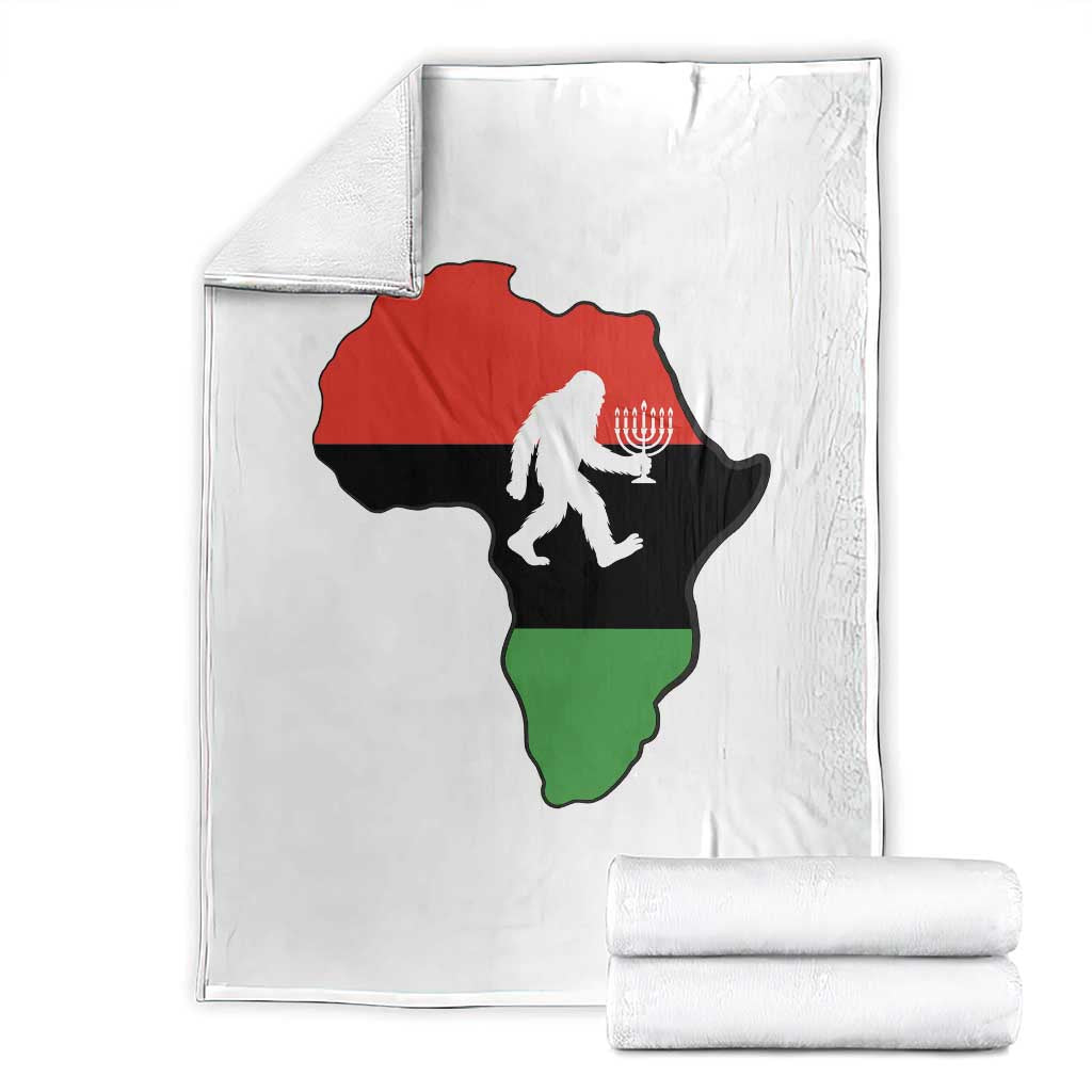 Funny Kwanzaa Bigfoot Lover Throw Blanket Festival Of Lights African Heritage Gift TS12 White Print Your Wear