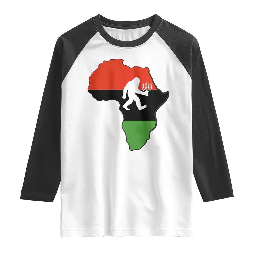 Funny Kwanzaa Bigfoot Lover Raglan Shirt Festival Of Lights African Heritage Gift TS12 White Black Print Your Wear