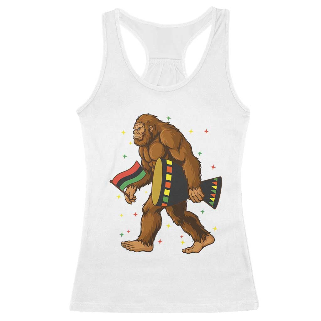 Funny Kwanzaa Bigfoot Lover Racerback Tank Top African American Holiday Gift TS12 White Print Your Wear