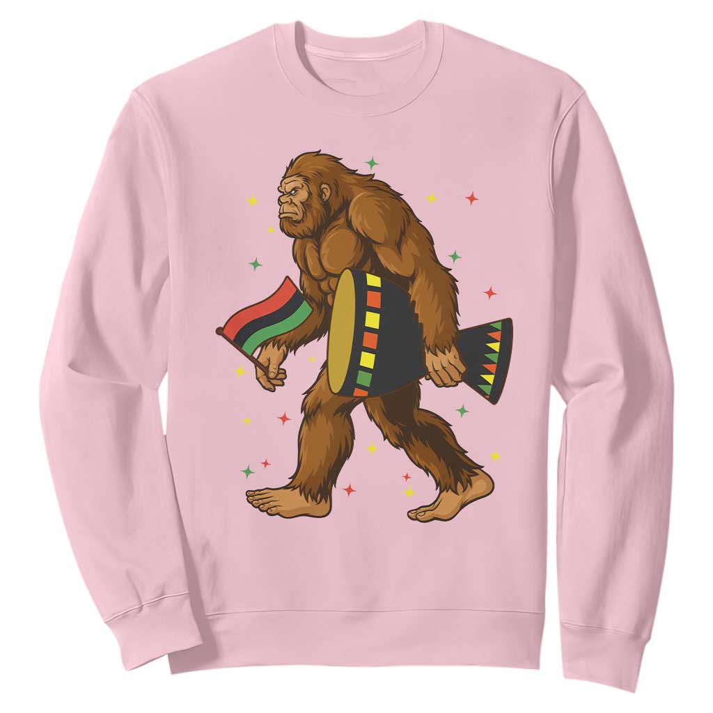 Funny Kwanzaa Bigfoot Lover Sweatshirt African American Holiday Gift TS12 Light Pink Print Your Wear
