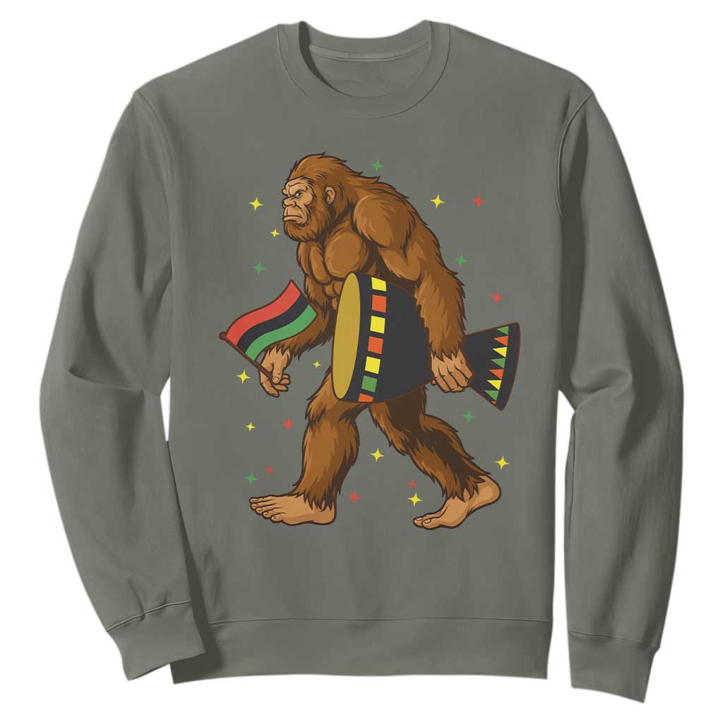 Funny Kwanzaa Bigfoot Lover Sweatshirt African American Holiday Gift TS12 Military Green Print Your Wear