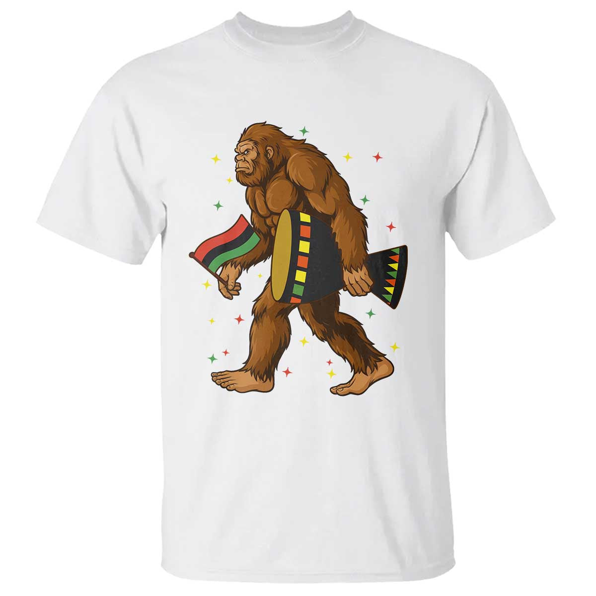 Funny Kwanzaa Bigfoot Lover T Shirt African American Holiday Gift TS12 White Print Your Wear