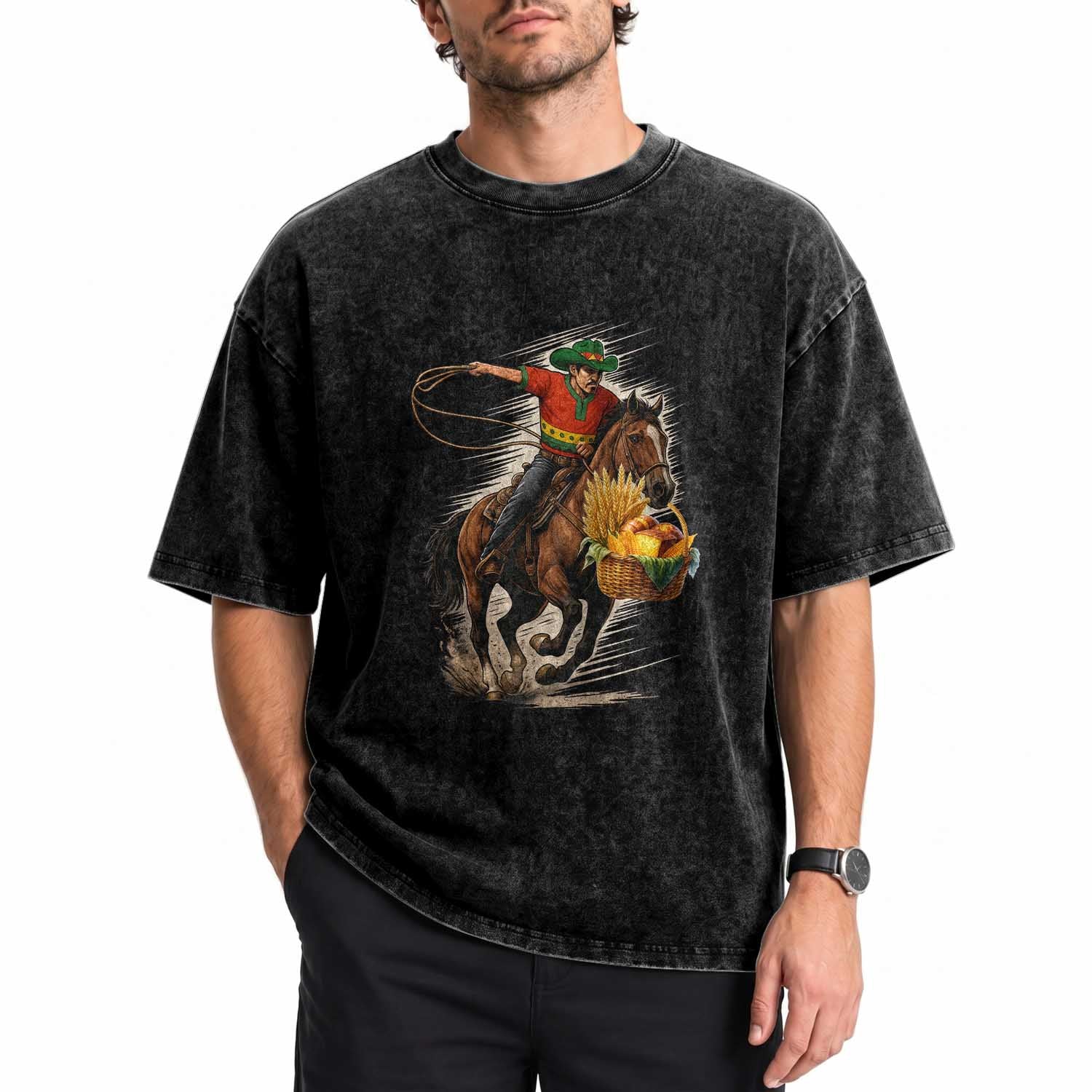 Kwanzaa Cowboy Washed Cotton T-Shirt Funny African American Festival Gift
