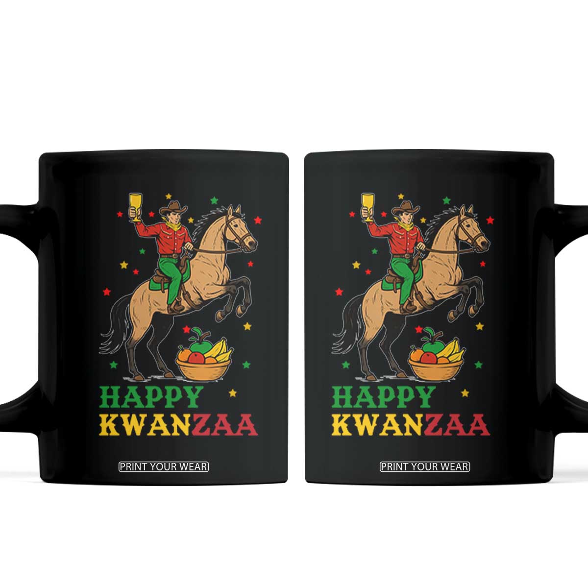 Happy Kwanzaa Cowboy Coffee Mug Funny African Holiday Gift TS12 Black Print Your Wear