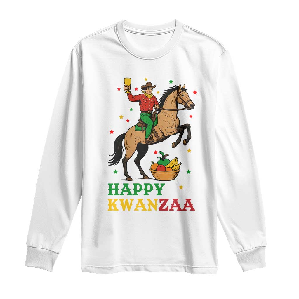 Happy Kwanzaa Cowboy Long Sleeve Shirt Funny African Holiday Gift TS12 White Print Your Wear