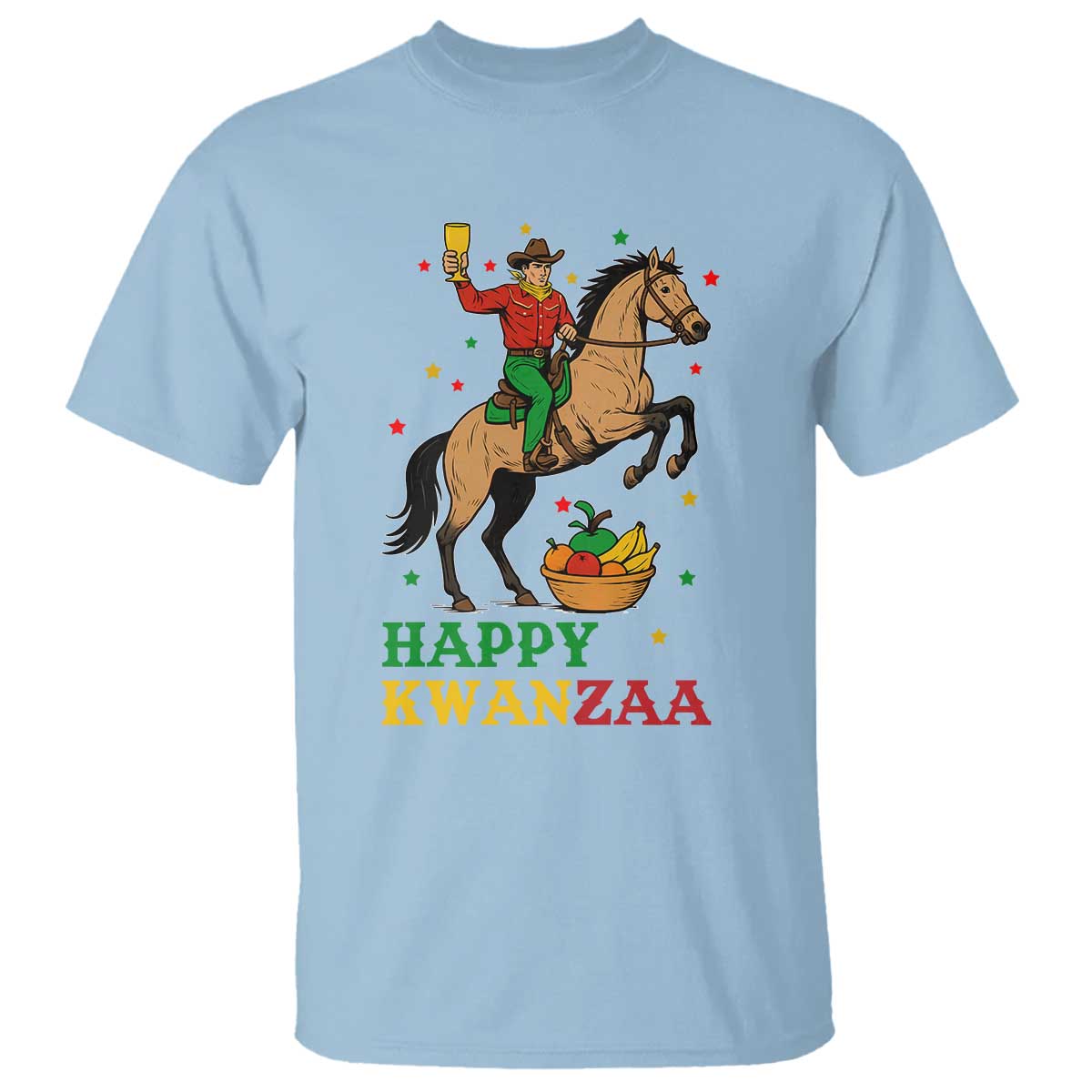 Happy Kwanzaa Cowboy T Shirt Funny African Holiday Gift TS12 Light Blue Print Your Wear