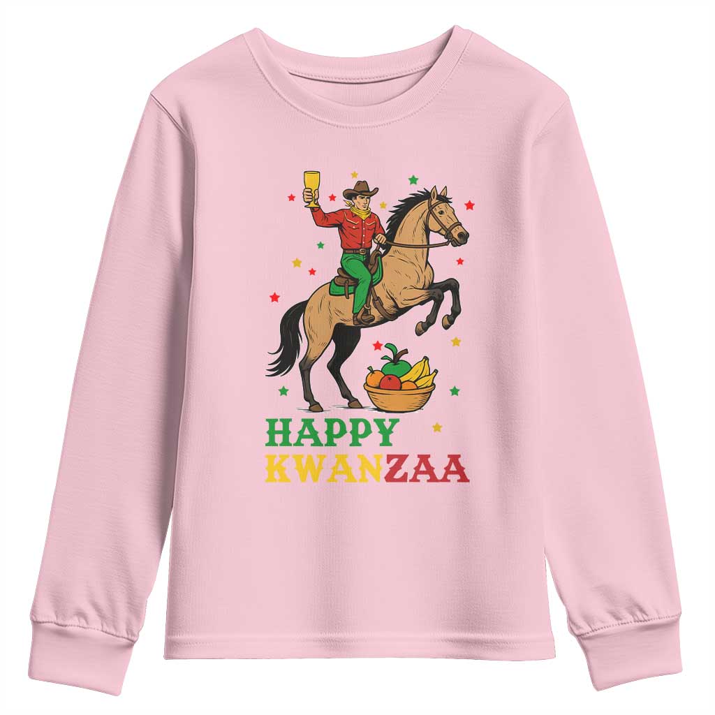 Happy Kwanzaa Cowboy Youth Sweatshirt Funny African Holiday Gift TS12 Light Pink Print Your Wear