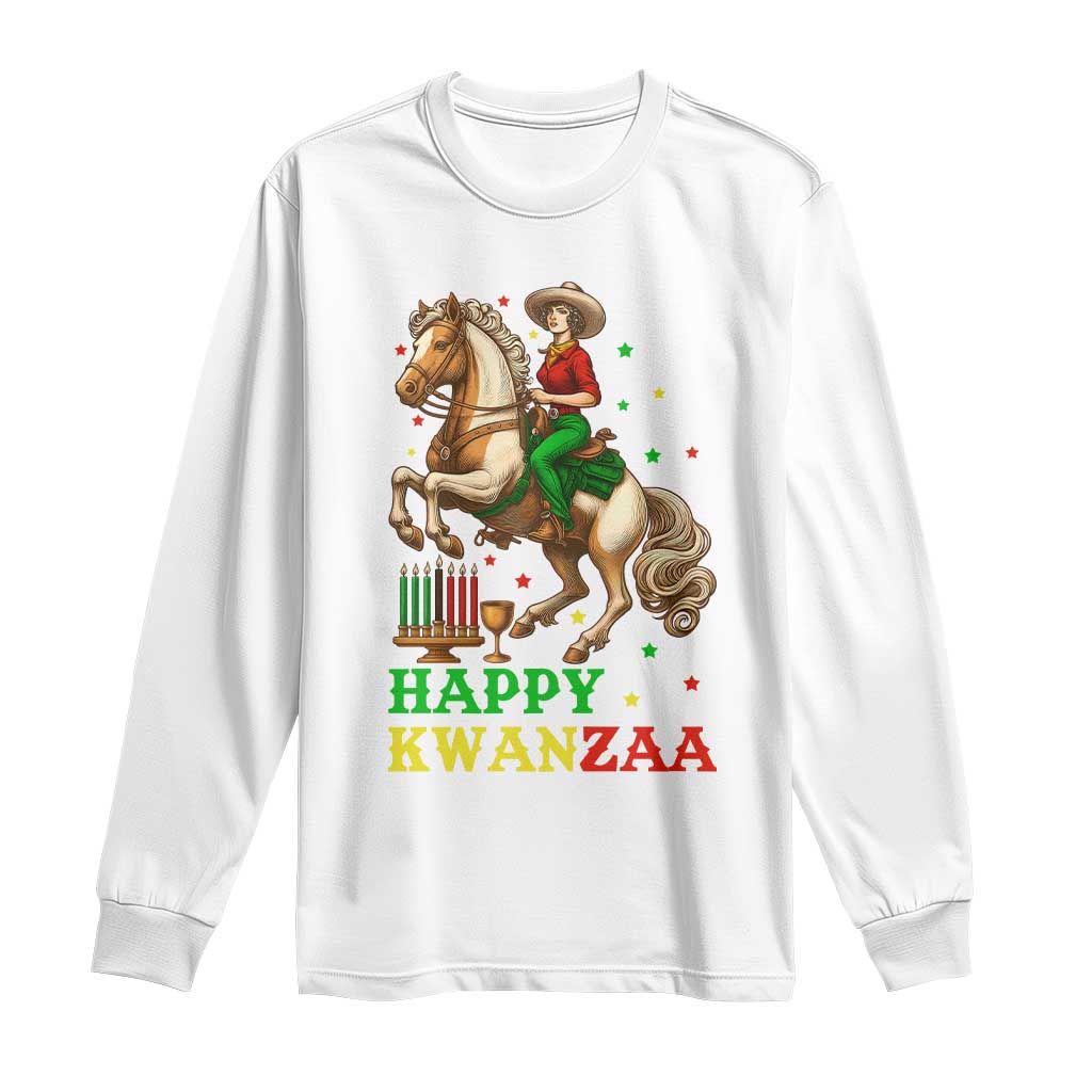 Happy Kwanzaa Cowgirl Long Sleeve Shirt Funny African American Festival Gift TS12 White Print Your Wear