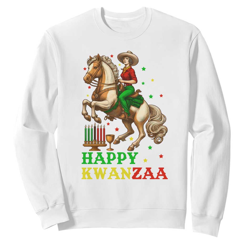 Happy Kwanzaa Cowgirl Sweatshirt Funny African American Festival Gift TS12 White Print Your Wear