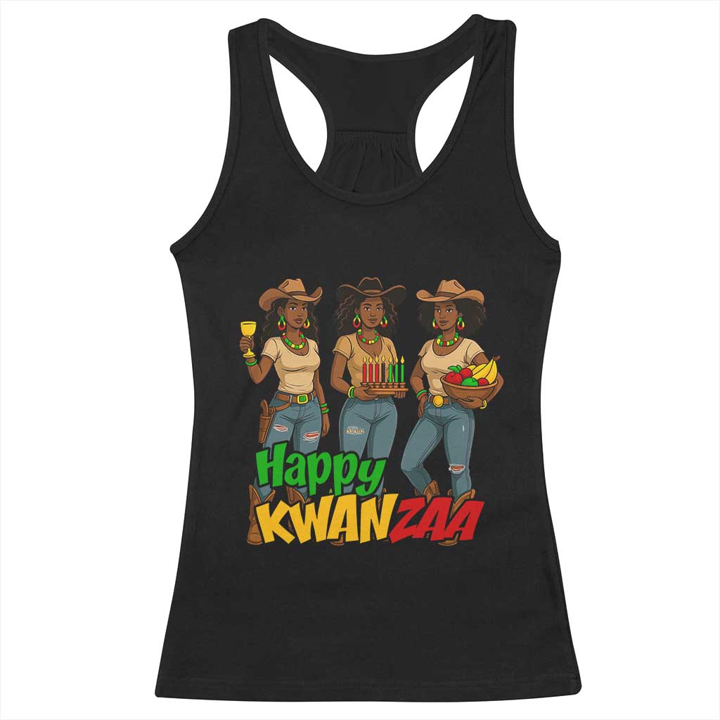 Happy Kwanzaa Cowgirl Racerback Tank Top Festival Of Lights African Heritage Gift TS12 Black Print Your Wear
