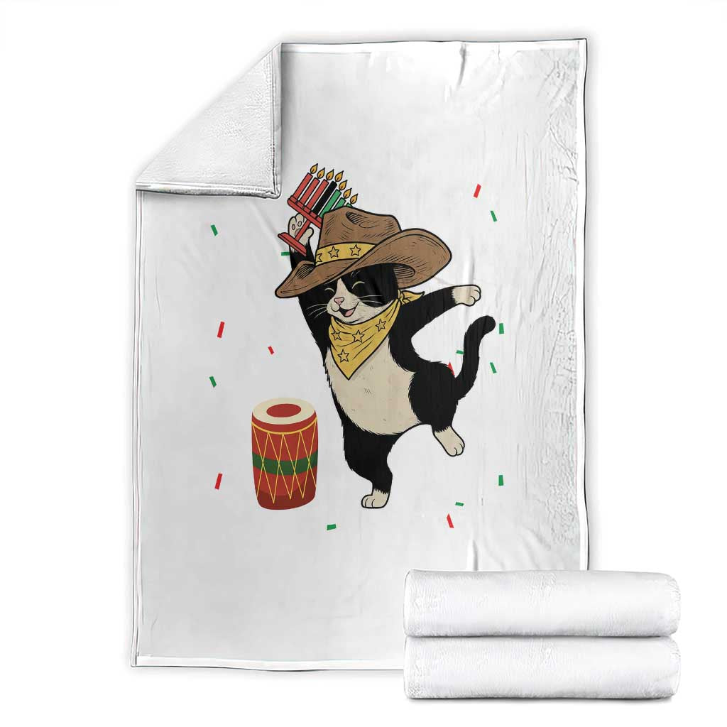 Funny Kwanzaa Cowcat Dance Throw Blanket Festival Of Lights African Heritage Gift TS12 White Print Your Wear