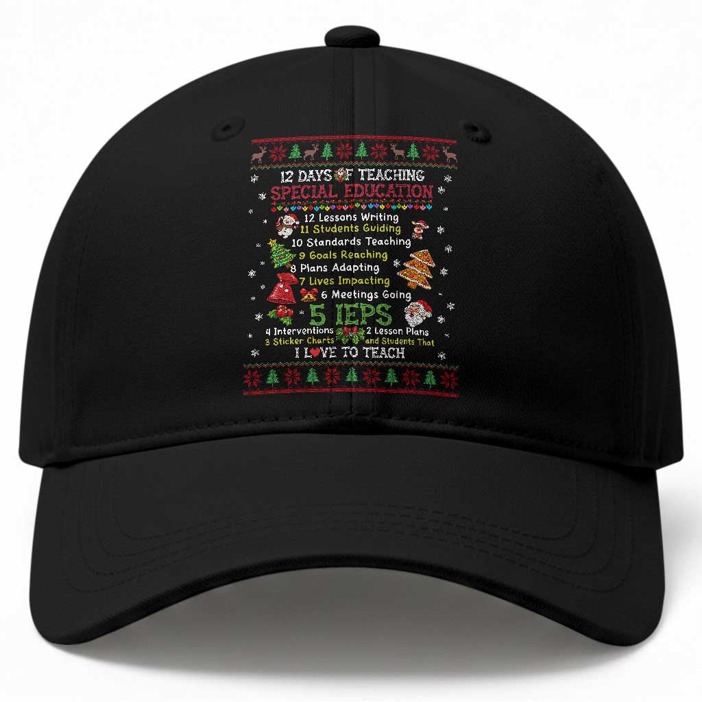 Christmas SPED Teacher Baseball Cap 12 Days Of Teaching Special Education