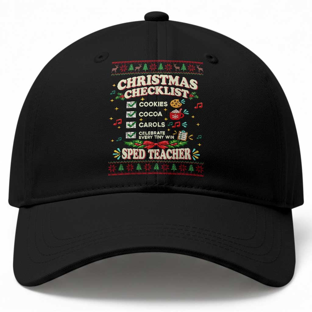 Christmas Checklist SPED Teacher Baseball Cap Celebrate Every Tiny Win