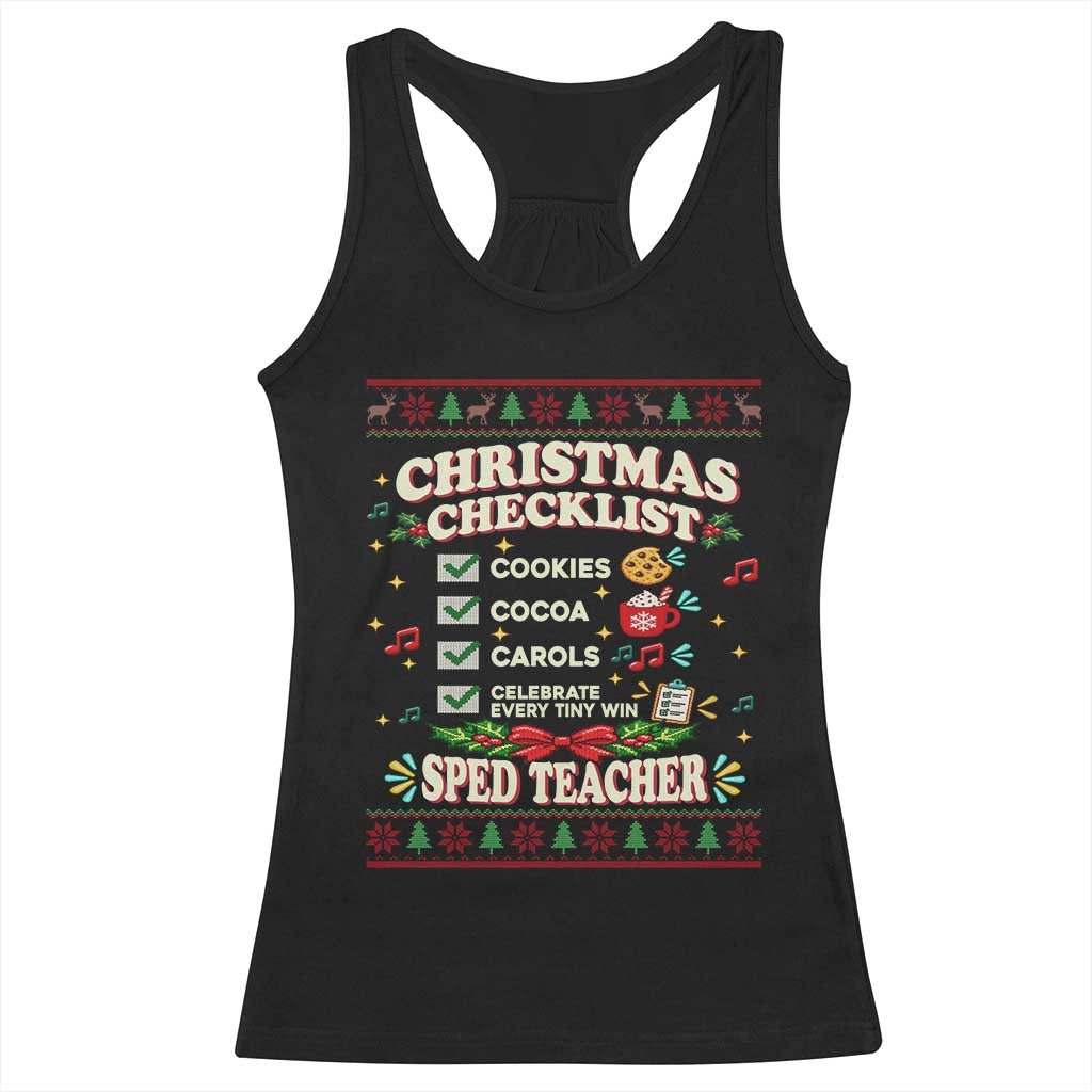 Christmas Checklist SPED Teacher Racerback Tank Top Celebrate Every Tiny Win