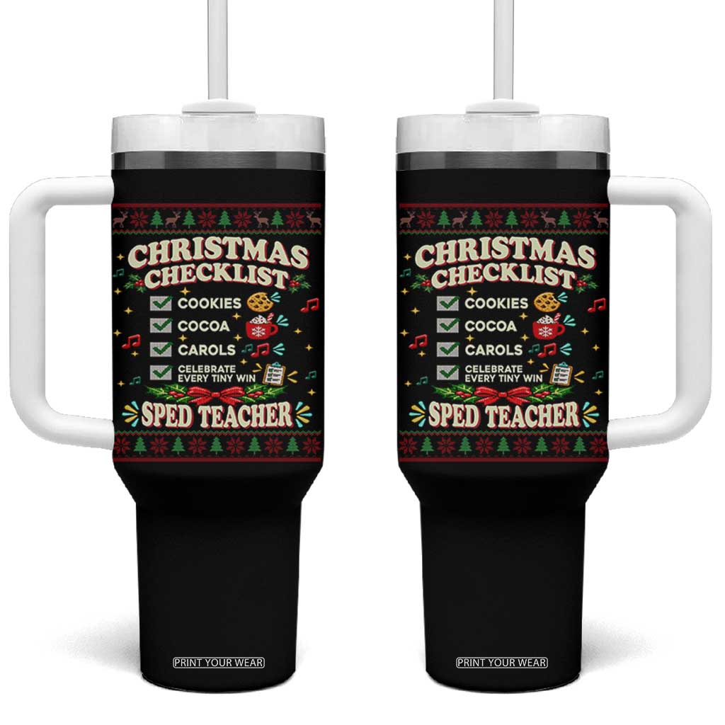 Christmas Checklist SPED Teacher Tumbler With Handle Celebrate Every Tiny Win