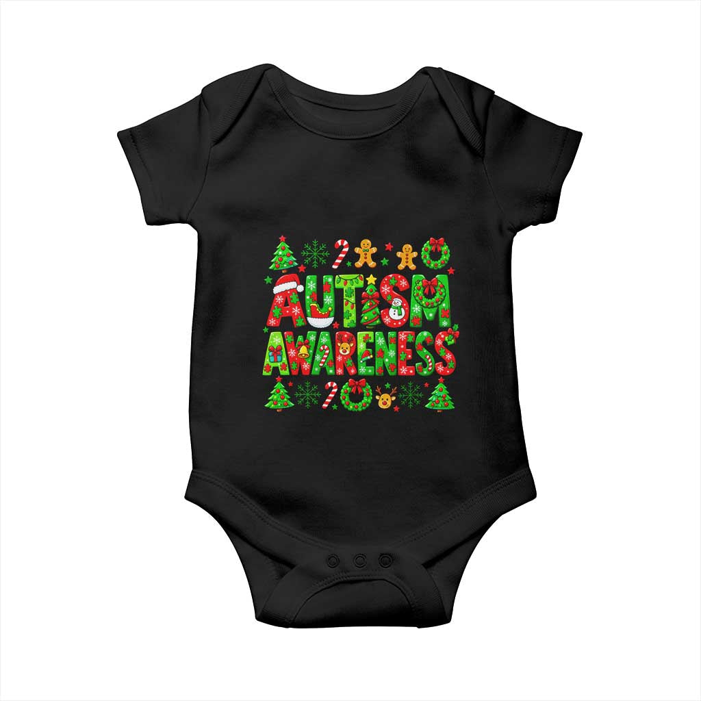 Autism Christmas Support Baby Onesie Spreading Acceptance Holiday Season