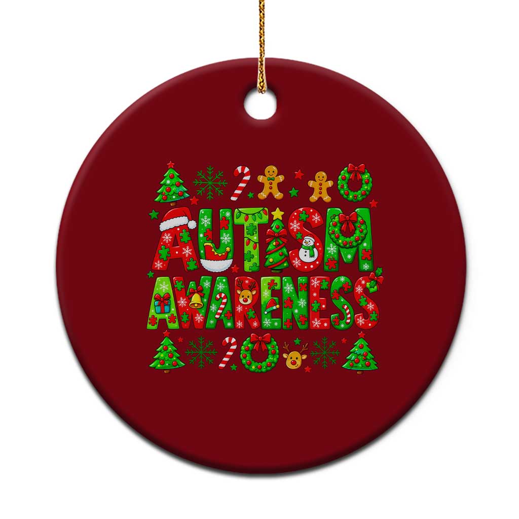 Autism Christmas Support Ceramic Ornament Spreading Acceptance Holiday Season