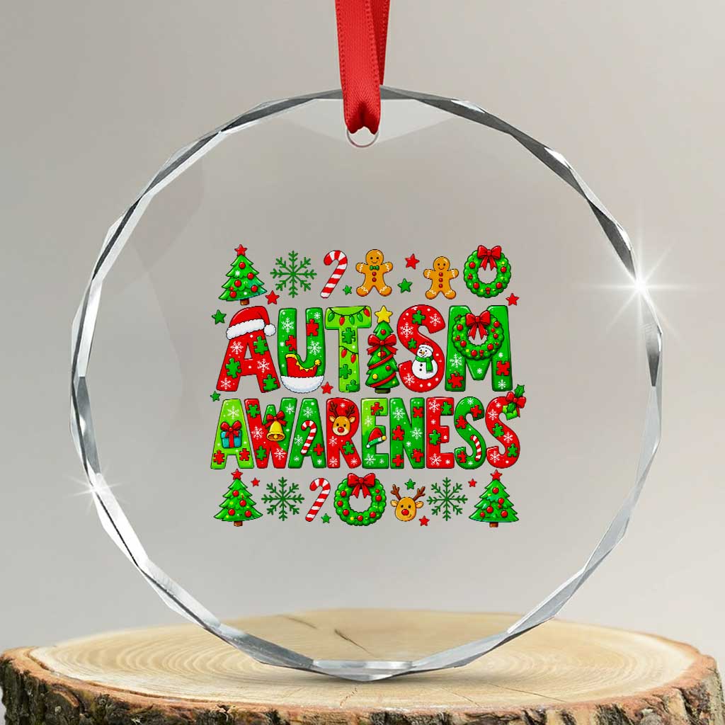 Autism Christmas Support Crystal Glass Ornament Spreading Acceptance Holiday Season