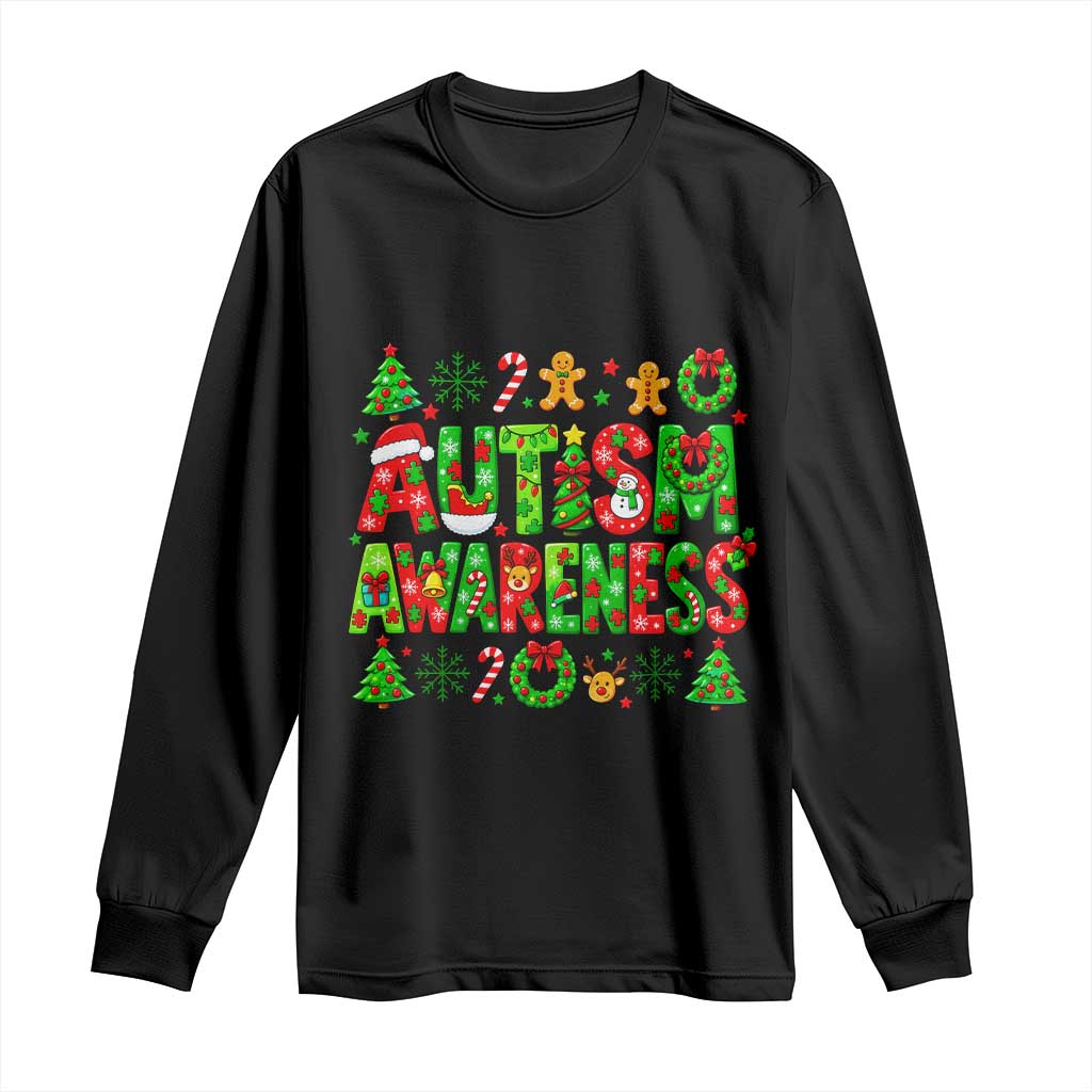 Autism Christmas Support Long Sleeve Shirt Spreading Acceptance Holiday Season