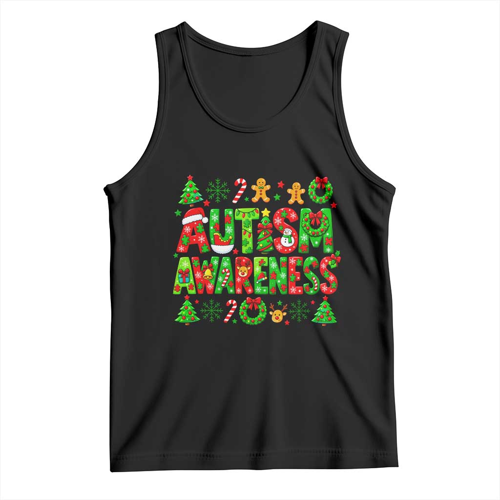 Autism Christmas Support Tank Top Spreading Acceptance Holiday Season