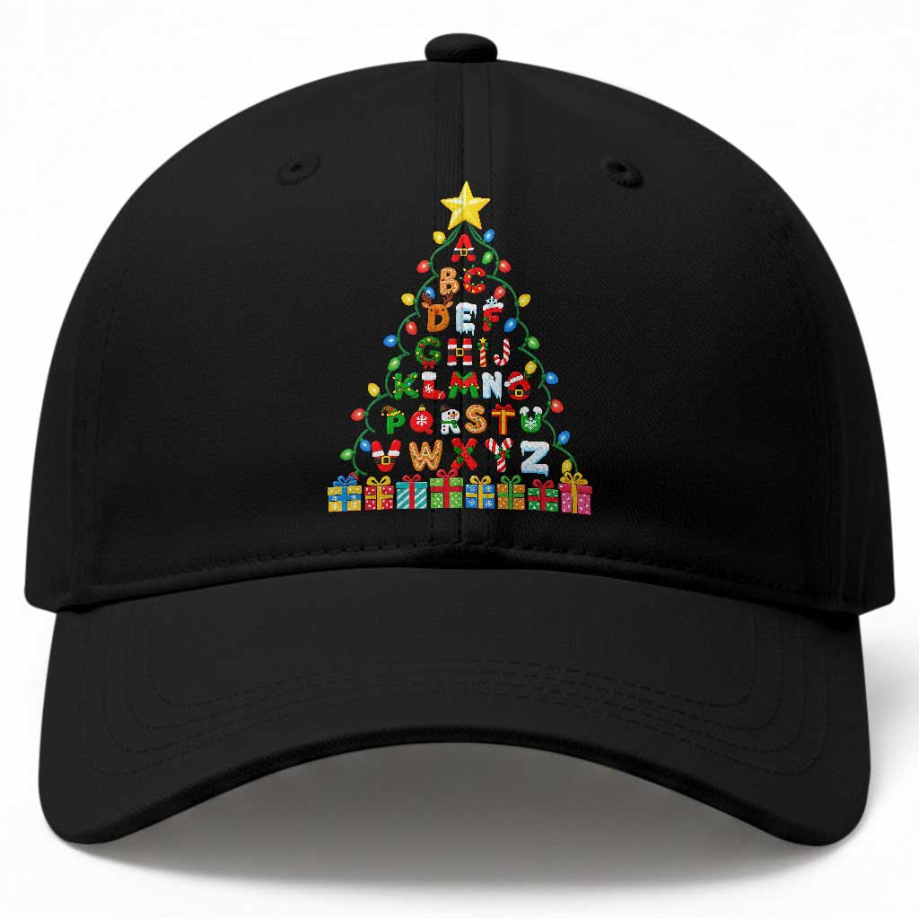 Funny Alphabet Christmas Tree Baseball Cap Kindergarten Teacher Holiday Gift