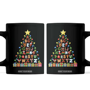 Funny Alphabet Christmas Tree Coffee Mug Kindergarten Teacher Holiday Gift