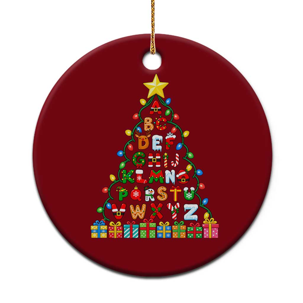 Funny Alphabet Christmas Tree Ceramic Ornament Kindergarten Teacher Holiday Gift
