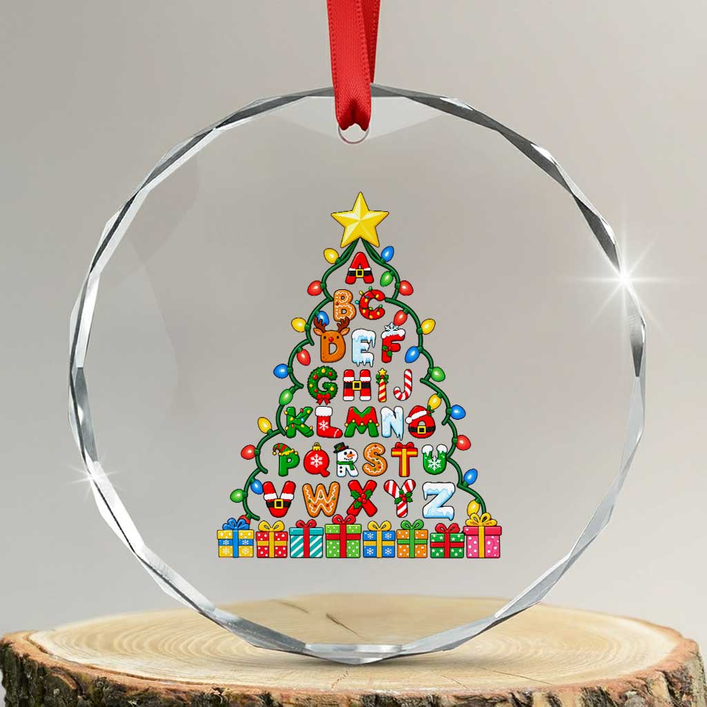 Funny Alphabet Christmas Tree Crystal Glass Ornament Kindergarten Teacher Holiday Gift