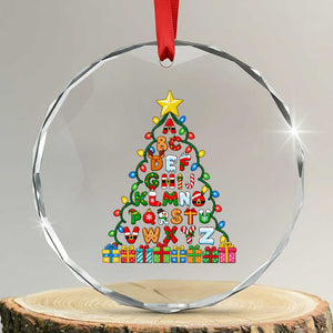 Funny Alphabet Christmas Tree Crystal Glass Ornament Kindergarten Teacher Holiday Gift