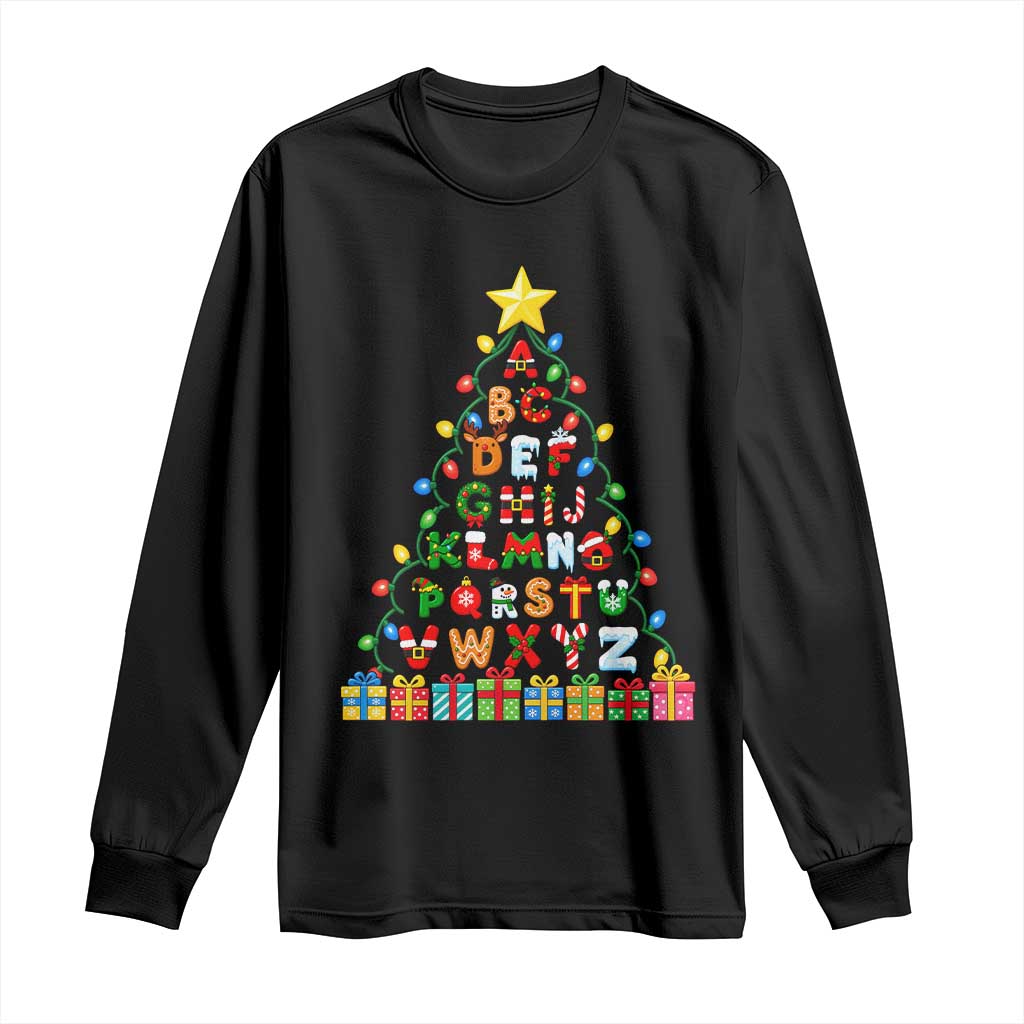 Funny Alphabet Christmas Tree Long Sleeve Shirt Kindergarten Teacher Holiday Gift